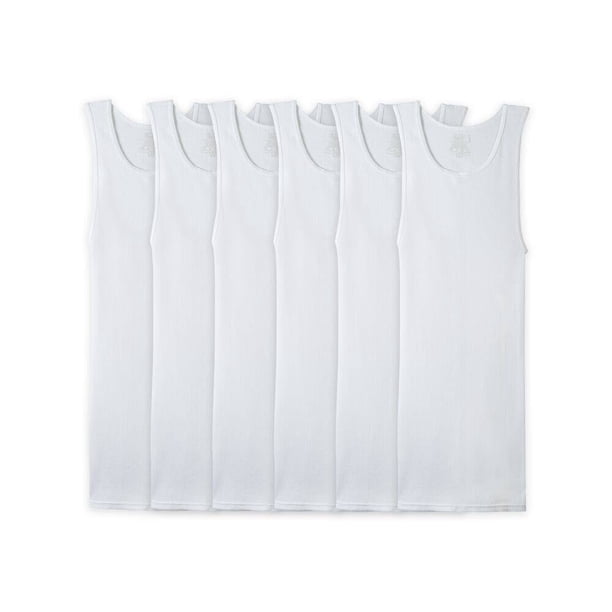 Camiseta Atlética Interior Fruit Of The Loom para Hombre Sin Mangas Blanca 6 Piezas Talla G