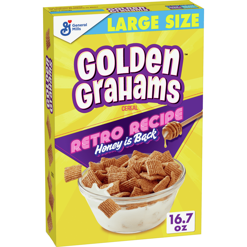 Golden Grahams Breakfast Cereal, Graham Cracker Taste, Whole Grain, 16.