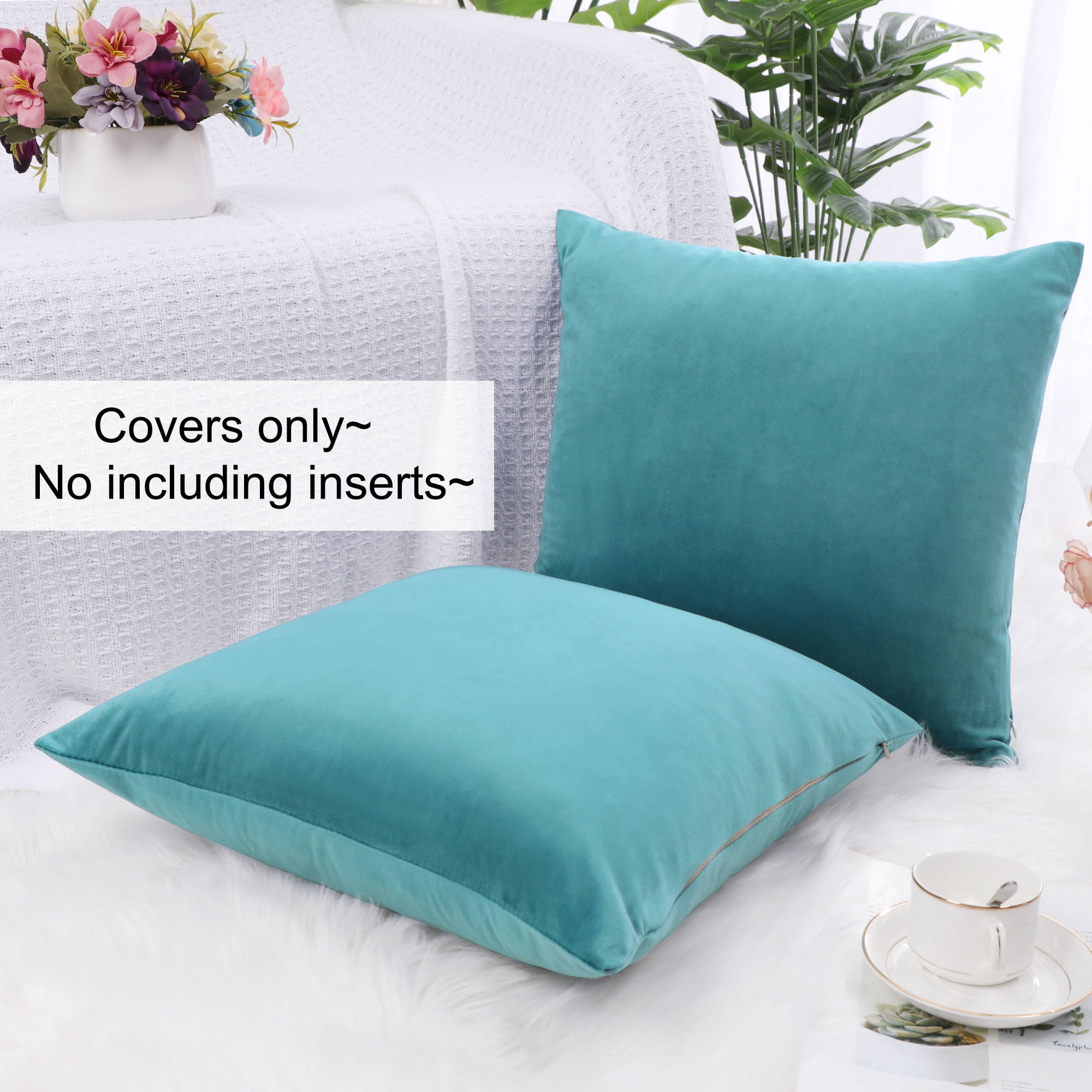 Unique Bargains Velvet Decorative softCushion Throw Pillow Cover 18" x 18" Blue