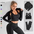 thumbnail image 3 of Chándal sin costuras para mujer, conjunto de Yoga, ropa deportiva de entrenamiento, ropa de gimnasio, Leggings de cintura alta de manga larga, trajes deportivos, 3 of 4
