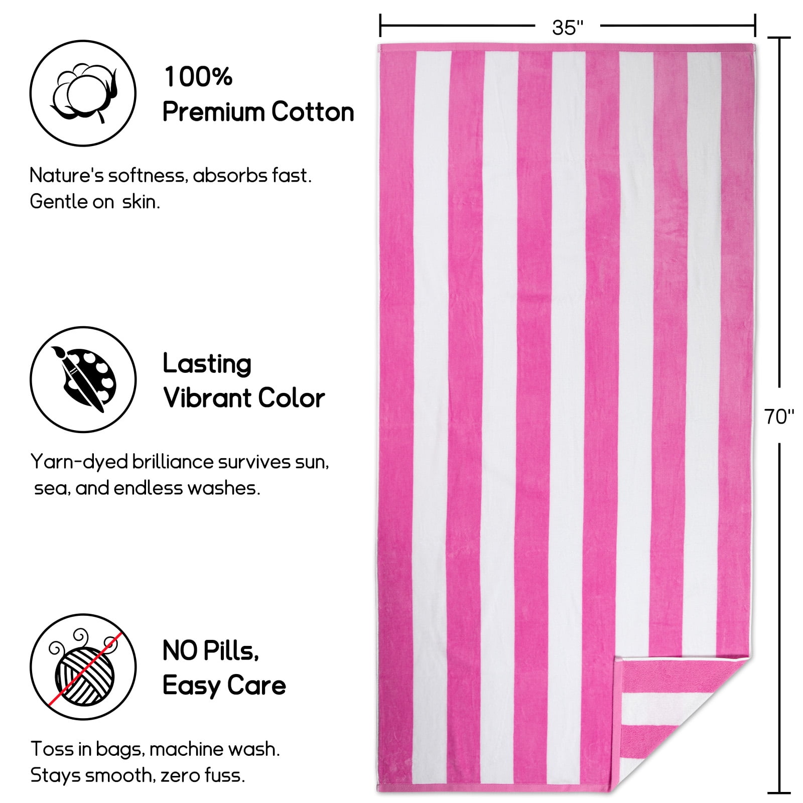 Ouxiaobai Cotton Oversized Beach Towel - Large 35 x 70 Inch Pool Towel