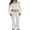 White, variant on Women's Summer 2 Piece Outfits Clubwear Off Shoulder Long Sleeve Tube Crop Tops + Bodycon Long Pants Set Tracksuit Streetwear