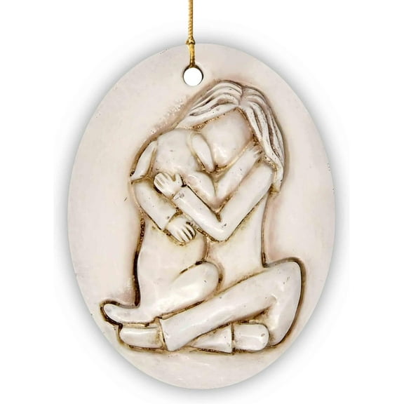 Christmas Dog Ornament Girl Hugs Dogs