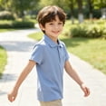 thumbnail image 7 of School Uniforms for Boys Short Sleeve Pique Polo Shirts,Sky Blue 130, 7 of 7