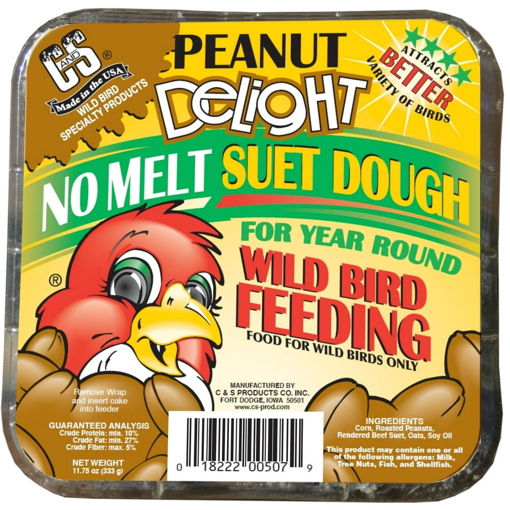 C&S Peanut Delight Suet Dough, Wild Bird Food, 12 Pack
