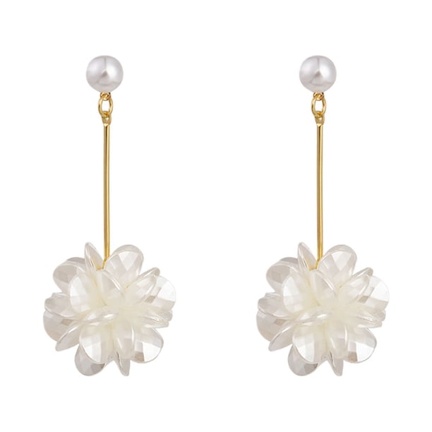 Pendientes de tres perlas en forma de flor, pendientes de botón exagerados, versátiles y con personalidad