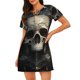 thumbnail image 1 of Fotbe Gold Pattern Skull Bata de Dormir para Mujer con Estampado, Camisón de Algodón de Manga Corta, Ropa de Dormir Casual, 1 of 6