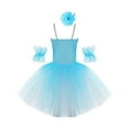 thumbnail image 2 of TiaoBug Girls Professional Ballet Leotards Tutu Dress Ballerina Swan Lake Competition Dancewear Light Blue 13-14, 2 of 7