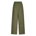 thumbnail image 4 of SEAOPEN Women's Flowy Wide Leg Beach Trousers with Pockets Cotton Linen Palazzo Pants Army Green L, 4 of 5