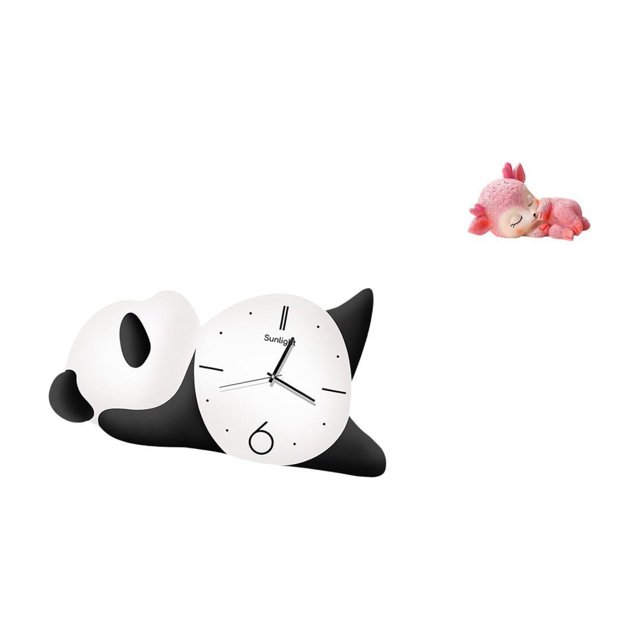Moderno y bonito reloj de pared con diseño de panda y ciervo durmiendo, figura de resina, práctico y resistente, decoración para el hogar, para sala d