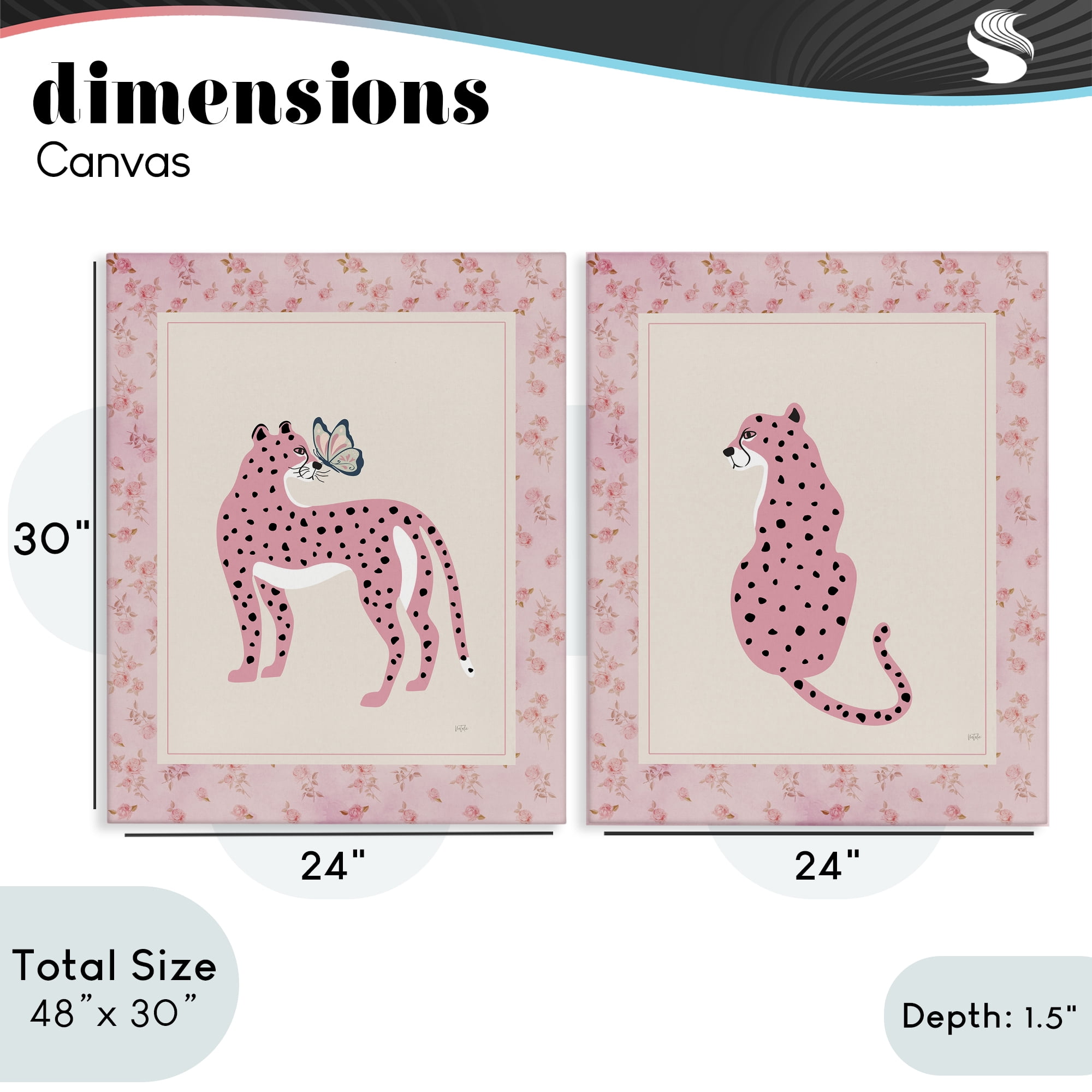Stupell Industries Pink Leopard & Floral Border 2 Piece Canvas Wall Art Set, design by Natalie Carpentieri