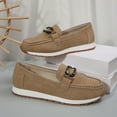 thumbnail image 5 of Hopeusnice Women's Flats Shoes Non-Slip Soft Flock Spring And Fall Slip-Ons Trendy Flat Heel Classic Loafers Breathable Pumps Shoes Round Toe Buckle Office Shoes Comfortable Walking Shoes Khaki 42, 5 of 9