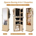 thumbnail image 4 of CQSXDA 360° Rotating Jewelry Cabinet With Full-Length Mirror, Multi-Shelf Stand For Makeup And Organization Needs，Walnut, 4 of 12