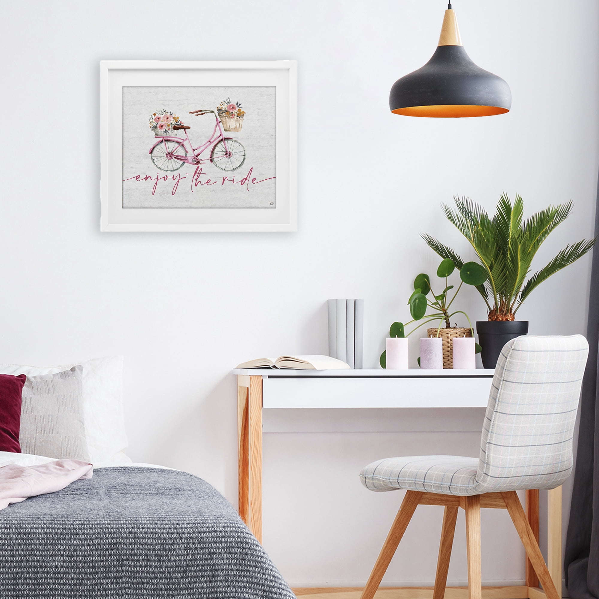 Stupell Industries Enjoy The Ride Bicycle White Framed Print Under Glass, design by Lux + Me Designs