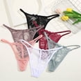 thumbnail image 4 of Lencería Sexy de encaje para mujer, calzoncillos exóticos de encaje transparente, Tanga sin entrepierna, S-XL íntimos femeninos, 4 Uds., 4 of 5