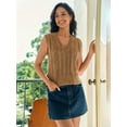 thumbnail image 2 of Women V Neck Sweater Vest Sleeveless Knit Solid Casual Ribbed Preppy Pullover Tops, 2 of 5