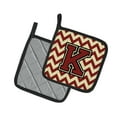 thumbnail image 2 of Letter K Chevron Maroon and Gold Pair of Pot Holders, 2 of 2