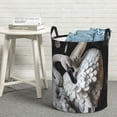 thumbnail image 6 of Sikiie Elegant Swans Black Background Print Round Dirty Clothes Basket, Waterproof Standing Foldable Storage Basket, for Laundry Room, Bedroom, Bathroom Storage-Medium, 6 of 6