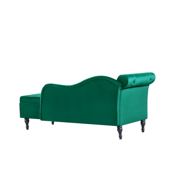 Modern Sofas Aijia 60" Velvet Multifunctional Storage Chaise Lounge Buttons Tufted Nailhead Trimmed Solid Wood Legs with 1 Pillow,Green,Rustic Sofas