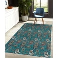 thumbnail image 4 of Paisley Decorative Rug, Vintage Inspired Multicolored Leaf Flower Motif Traditional Folkloric Pattern, Quality Carpet for Bedroom Dorm and Living Room, 6 Sizes, Teal Mauve, by Ambesonne, 4 of 4