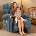 thumbnail image 2 of Swivel Rocker Chair, LEGAHOME Manual Glider Rocking Chair for Nursery with Massage and Heat, 22.8in Glider Massage Recliner Chairs for Adults, with Cup Holder and Side Pocket, Blue, 2 of 9
