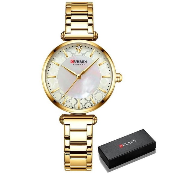 Watches for Women Luxury Brand CURREN Elegant Thin Quartz Wristwatch with Stainless Steel Simple Female Clock