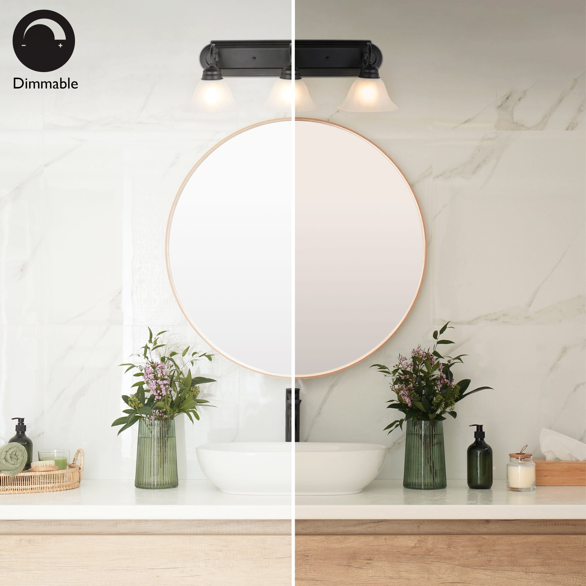 Design House Millbridge 3-Light Dimmable Wall or Vanity Light, Matte Black