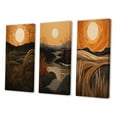thumbnail image 3 of Designart "Retro Mountain Meadows Golden Sunset III" Meadow Wall Art Set Of 3 - Traditional Orange Canvas Set For Living Room Decor, 3 of 6