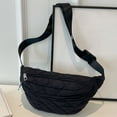 thumbnail image 3 of Quilted Waist Bag Fashion Chest Bag Stylish Waist Pack For Women Decor Bag (Black), 3 of 10