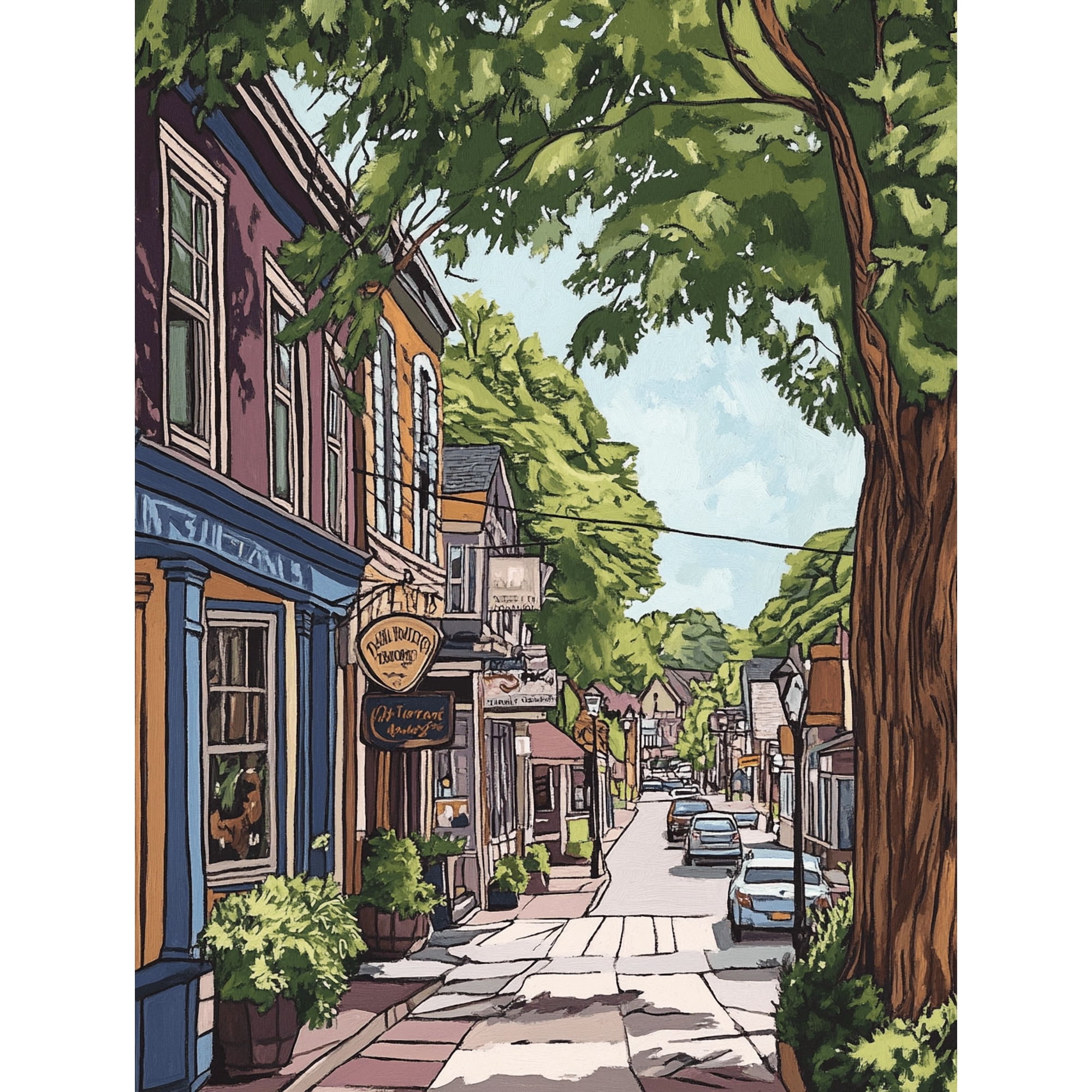 Charming Street Scene Canvas Print/Wall Art, Perfect for Living Room,Dining Room,and Hallway Decoration.