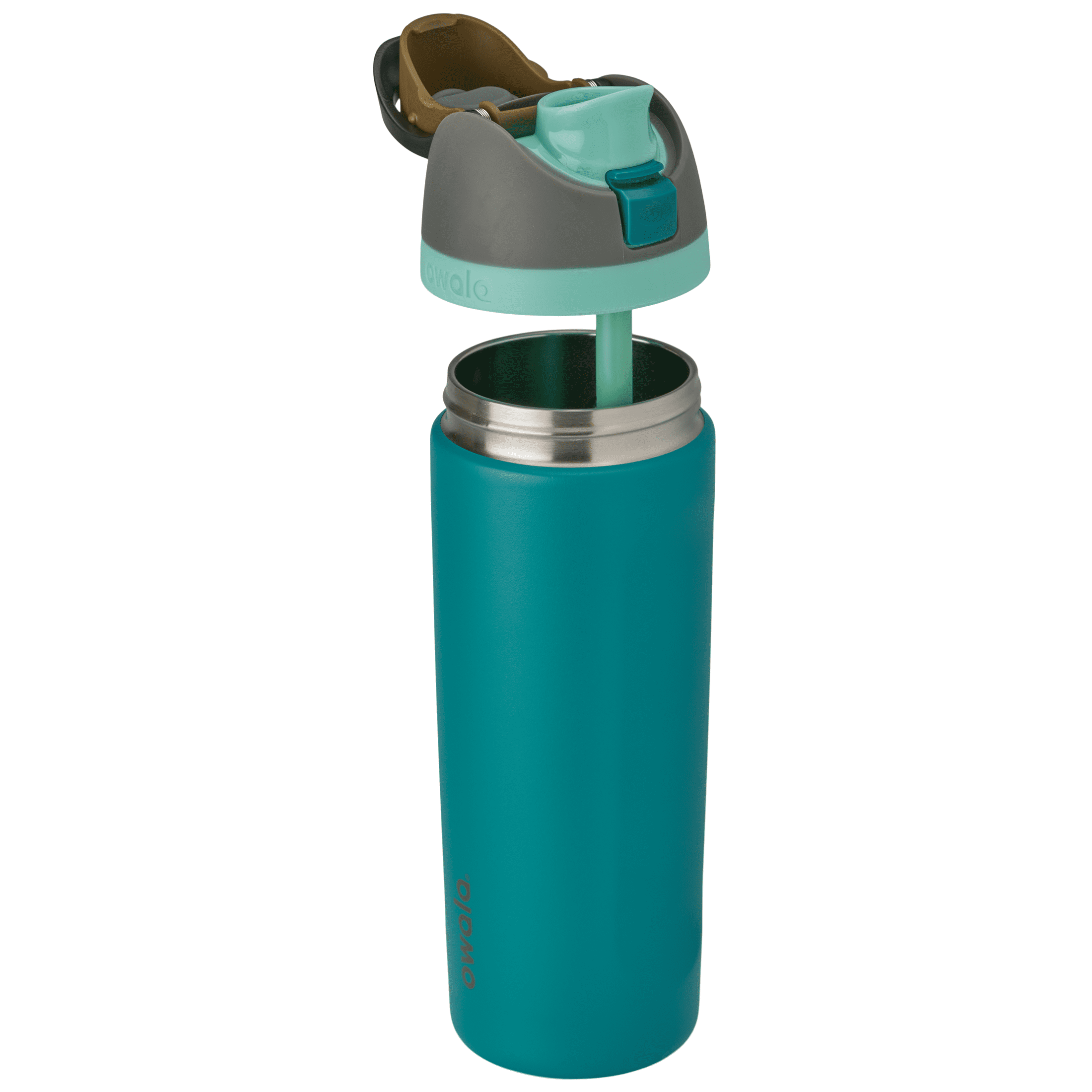 Owala FreeSip Insulated Stainless Steel Water Bottle with Straw and Carry Handle, 19 Ounce, Tropical Rain Teal