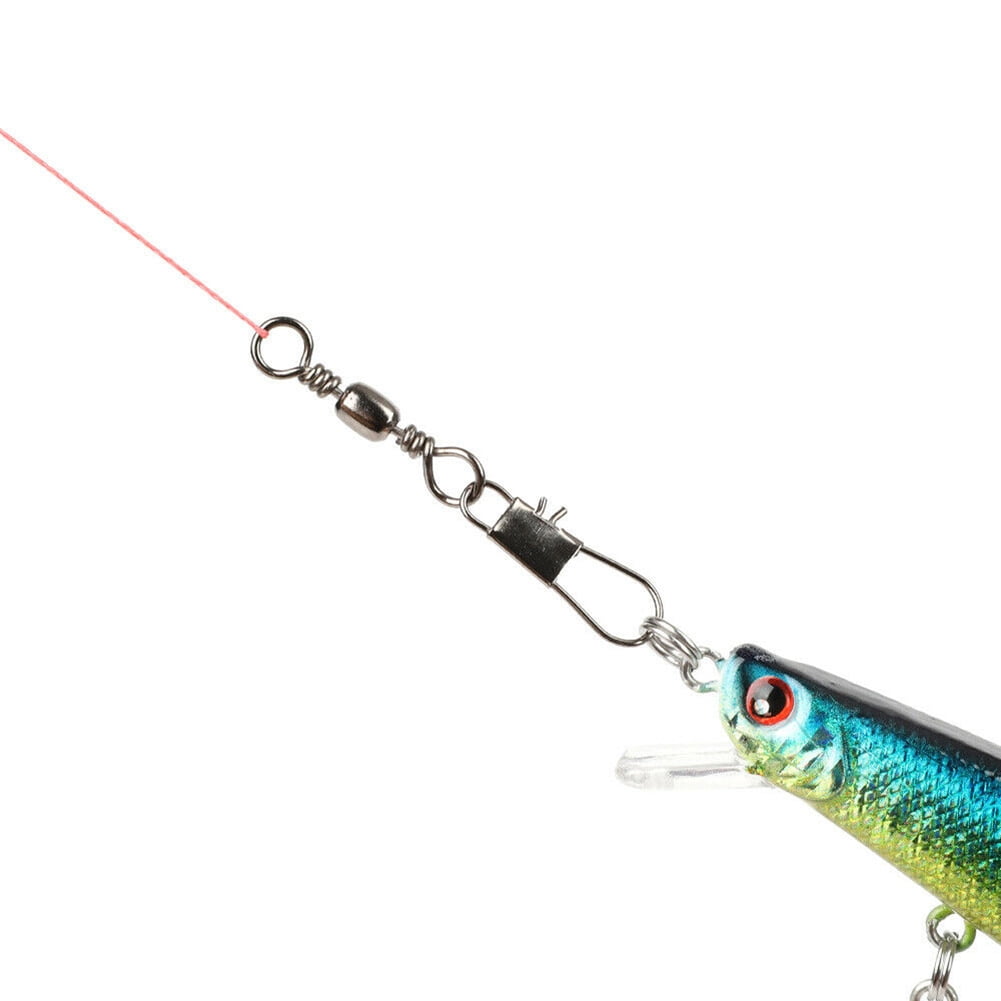 100pcs Fishing Swivels Rolling Swivel Interlock Snap Hook Lure Connector Tackle 