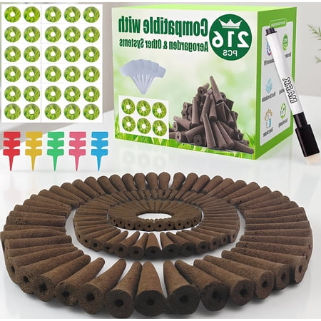 216-Piece Seed Pod Kit, 100 Hydroponic Grow Sponges with Pod Labels and Plant Tags, Fits AeroGarden Models