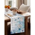 thumbnail image 4 of Summer Marine Life Table Runner, Watercolor Blue Starfish Ocean Bubble Gray Plaid Cotton Linen Kitchen Table Decoration Washable Dining Tabletop Runners for Home Party Decor 13x120 Inches, 4 of 9