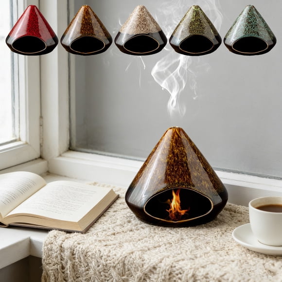 Bowayaoa Handcrafted Ceramic Palo Incense Censer, Ash Catcher with Chimney for Wood Sticks and Incense Cones, Home Decor Burner