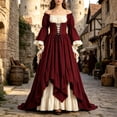 thumbnail image 6 of Smsaxvxz Halloween Costumes for Women Fashion Renaissance Dresses Women Off Shoulder Bell Sleeve Peasant Pirate Dress Wine 3XL, 6 of 6