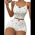 thumbnail image 1 of Conjunto de Pijama de 2 Piezas con Estampado Gráfico para Mujer, Pantalones Cortos y Top de Verano, Conjuntos de Estar por Casa Acanalados. Negro XL, 1 of 8