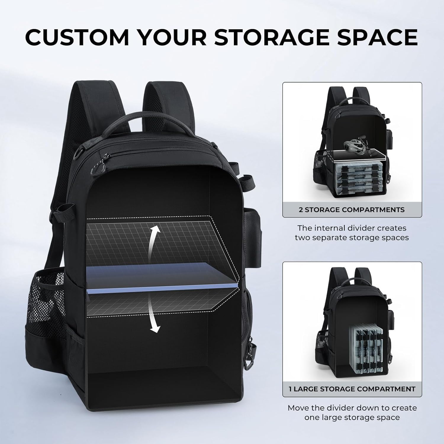 KastKing 50L Fishing Tackle Backpack,2 Rod Holders Storage Fishing Gear and Equipment-BaitSpace