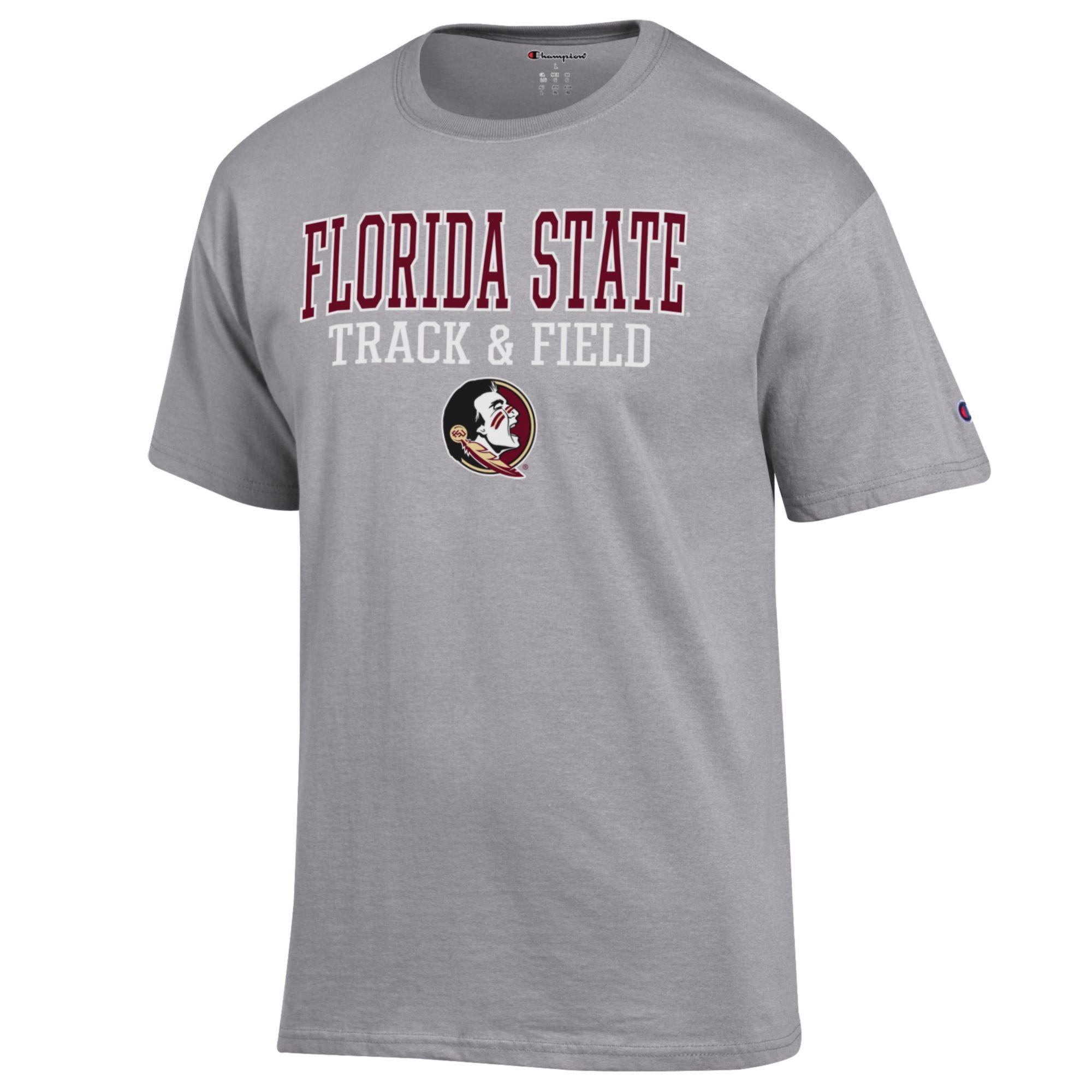 Men's Champion  Gray Florida State Seminoles Track & Field Stack T-Shirt