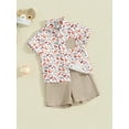 thumbnail image 3 of Bagilaanoe 2pcs Toddler Baby Boy Shorts Set Short Sleeve Print Shirt Tops + Shorts 12M 18M 24M 3T 4T 5T Kids Summer Gentleman Clothes, 3 of 7