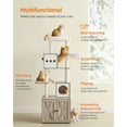 thumbnail image 2 of Cat Tree with Litter Box Enclosure - 2-in-1 Modern Cat Tower | 72.8-Inch Tall Condo with Scratching Posts, Perch, Caves, Basket, Washable Cushions, Greige, 2 of 10