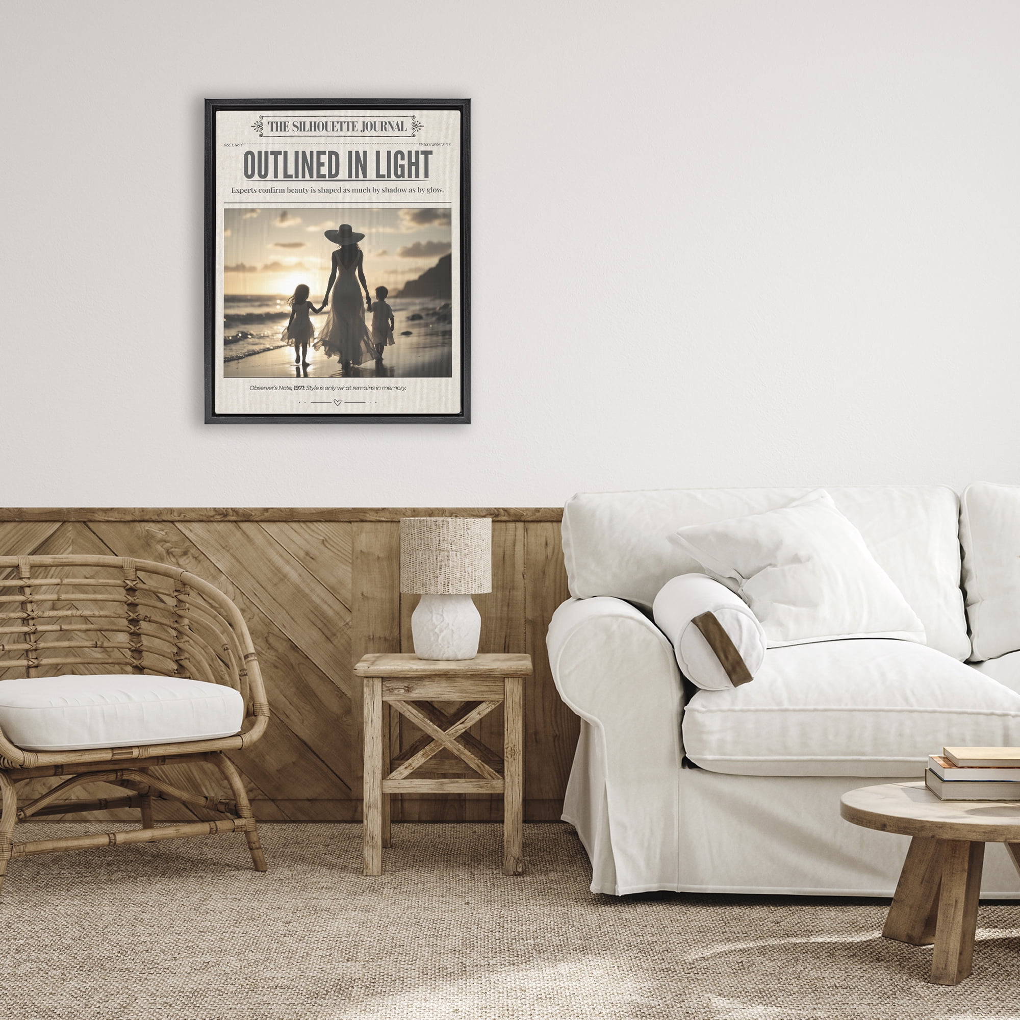 Stupell Industries Outlined In Light Newspaper Black Framed Floater Canvas Wall Art, design by A Barefoot Stylist
