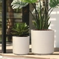 thumbnail image 2 of Round Planters Set - 13.6" Tropical Planters - Indoor Outdoor Decor - Durable Plastic Planters - 2 Piece Set, 2 of 6