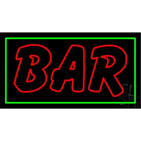 Double Stroke Red Bar Blue Border LED Neon Sign 20 x 37 - inches, Clear Edge Cut Acrylic Backing, with Dimmer - Bright and Premium built indoor LED Neon Sign for Bar decor.