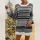 thumbnail image 2 of Vestido de suéter suelto con estampado de copos de nieve de manga larga clásico con cuello en O informal a la moda para mujer Pompotops  hdfakjf577, 2 of 7