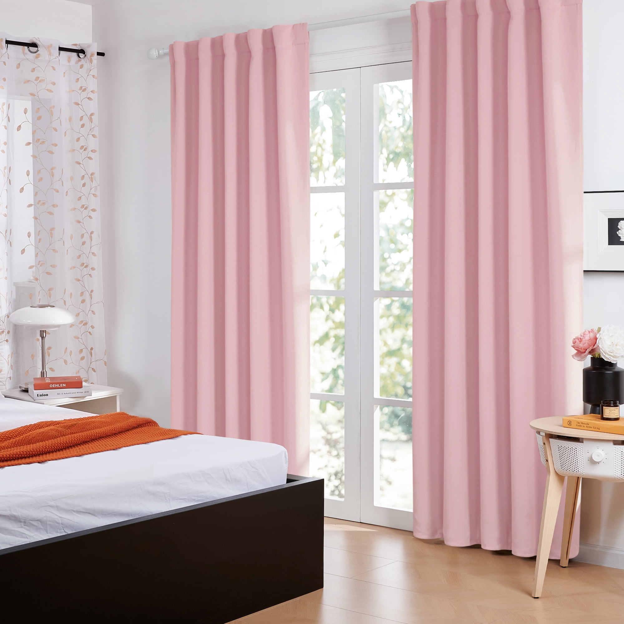 ZOPZO Blackout Curtains with Back Tab 2 Panels, Baby Pink, 42W x 84L Inch, Energy Saving Drapes for Home and Apartment
