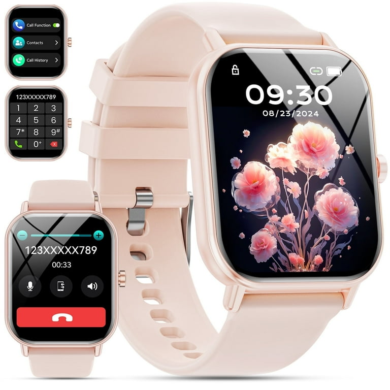 Mingwear 1.85 Inch IP67 Waterproof Smartwatch Fitness Tracker Sports Pedometer for Men Women Pink Walmart