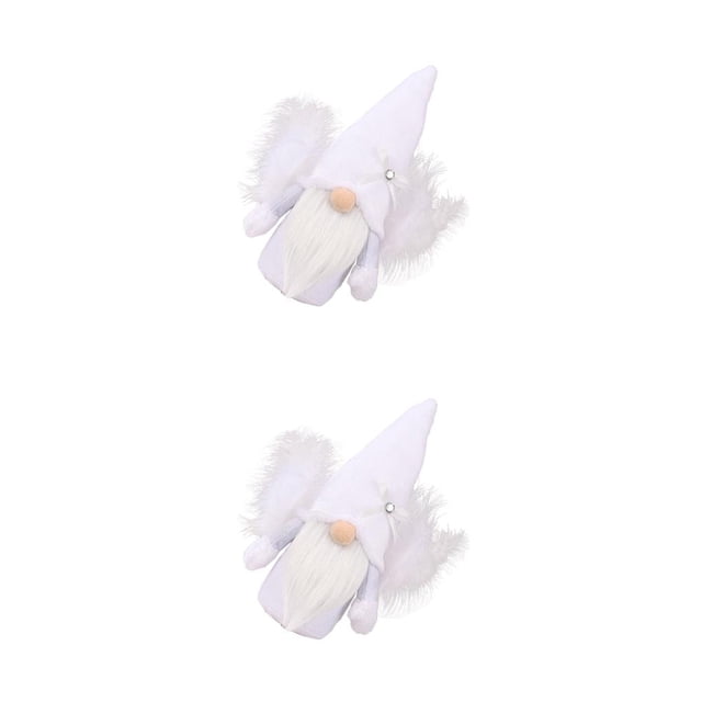 Yuarrent Muñeco de gnomo de Navidad, decoración de de vacaciones artificiales, adornos enanos de estilo bonito, juguete de Navidad, Blanco 2piezas