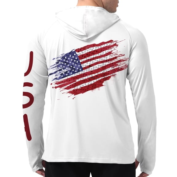 WELIGU Men Sun Hoodie Long Sleeve Shirts UV Protection UPF 50 Printed Shirt Fishing Hiking Running Beach Outdoor Quick-Dry Guoqi L