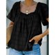 thumbnail image 1 of Camiseta Jacquard, Elegante Poliéster Con Ribete De Volantes, Suelta Para Mujer Para Picnic Al Aire Libre ANGGREK AH2693, 1 of 6